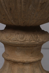 Classic beige Limestone lion urn  2.5'x3'ft - GS Productions