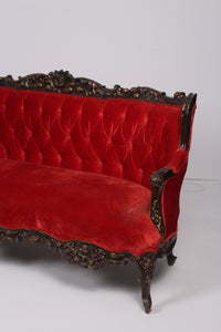 Red & antique gold carved and quilted 3'x 6'ft - GS Productions