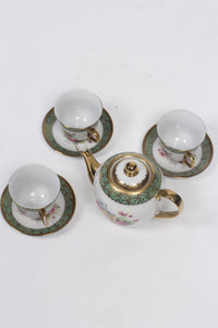 Golden, white, green & Pink china english tea set  03" [8 pieces] - GS Productions