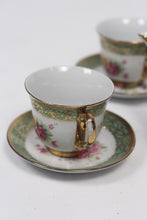 Load image into Gallery viewer, Golden, white, green &amp; Pink china english tea set  03&quot; [8 pieces] - GS Productions
