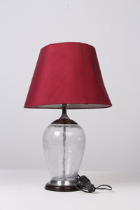 Set of 2 Transparent n red glass table lamp 22" - GS Productions