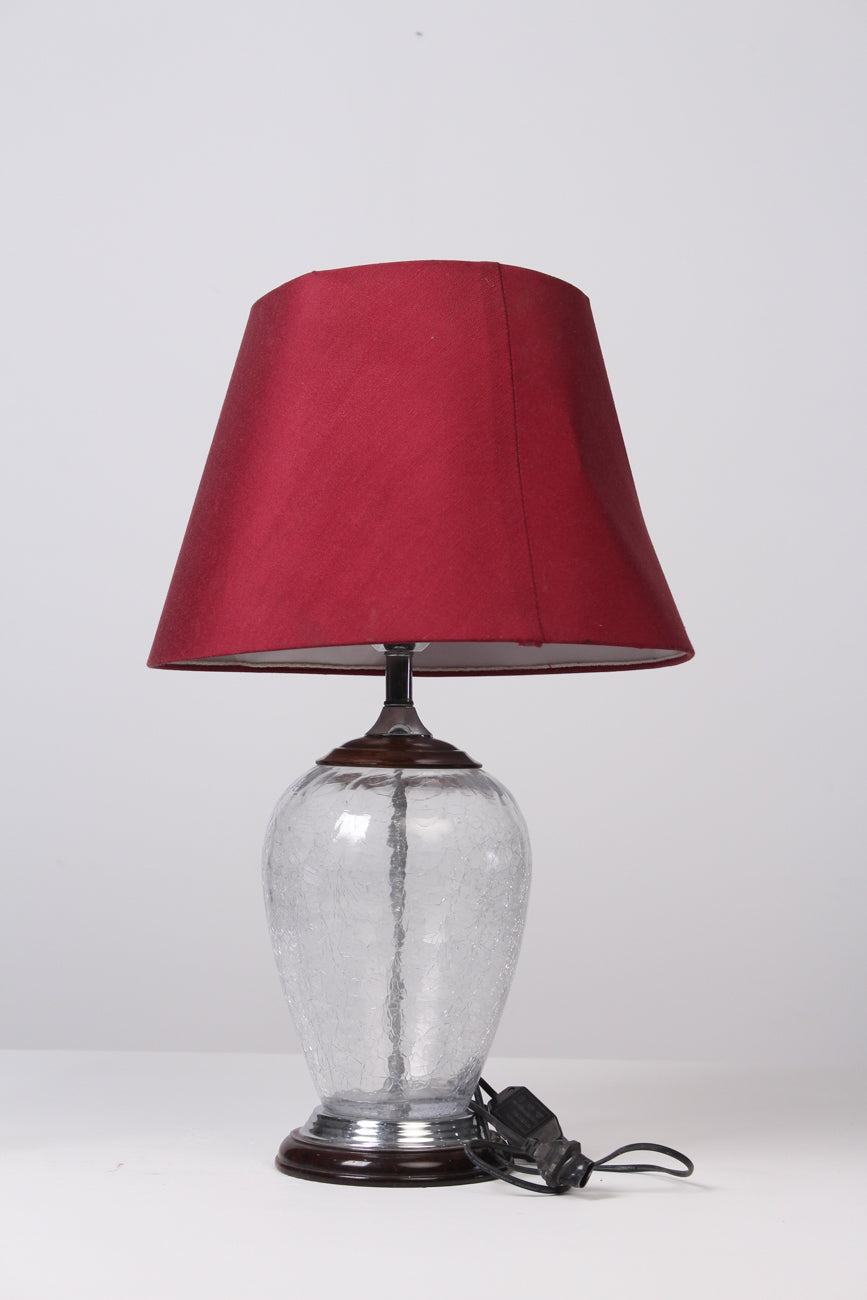 Set of 2 Transparent n red glass table lamp 22