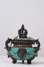 Load image into Gallery viewer, Blue &amp; Brown orignal antique Piece 5&quot;x7&quot; - GS Productions
