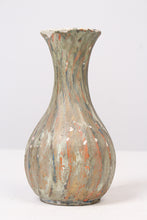Load image into Gallery viewer, Olive Green &amp; Orange Textured Ceramic old Vase 4&quot; x 8&quot; - GS Productions
