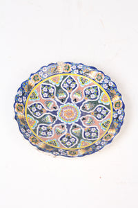 Blue & Multi Colours Turkish Hand Painted Glazed Ceramic Plate 10" x 10" - GS Productions