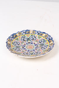 Blue & Multi Colours Turkish Hand Painted Glazed Ceramic Plate 10" x 10" - GS Productions