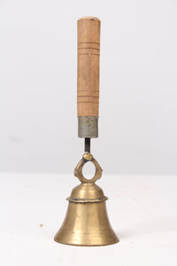 Brown Wooden & Gold Metal Table Bell 3" x 11" - GS Productions