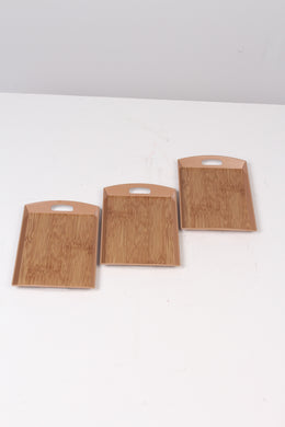 Set of 3 Brown Wooden Textured Plastic Trays 8