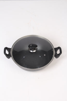 Black Nonstick Sausepan (karahi) with Glass Lid 12