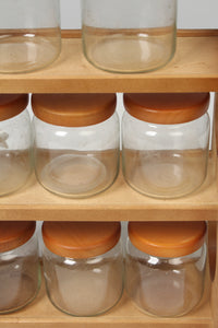 Set of 8 Brown & Glass Spice Jars With Rack - GS Productions