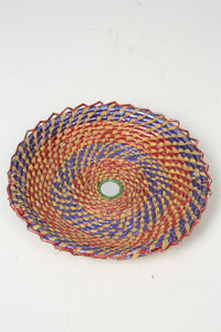 Blue & orange Cane serving plate 10" x 10" - GS Productions