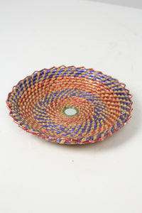 Blue & orange Cane serving plate 10" x 10" - GS Productions