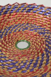 Blue & orange Cane serving plate 10" x 10" - GS Productions
