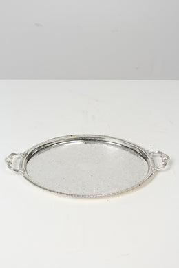 Silver Tray With Inlay Carving & Handles 20