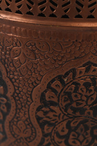 Antique copper carved planter 14"x 14" - GS Productions