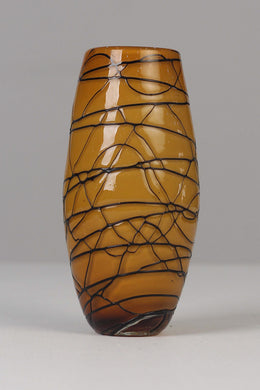 Camel brown & Black glass vase 09