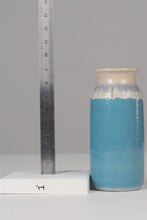 Load image into Gallery viewer, Set of 2 White &amp; Blue glazed ceramic pots / vases 09&quot; - GS Productions
