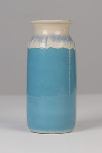 Set of 2 White & Blue glazed ceramic pots / vases 09" - GS Productions