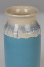 Load image into Gallery viewer, Set of 2 White &amp; Blue glazed ceramic pots / vases 09&quot; - GS Productions
