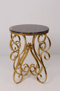 Black Marble & Gold Metal Hall Table 1.5' x 2.25'ft - GS Productions