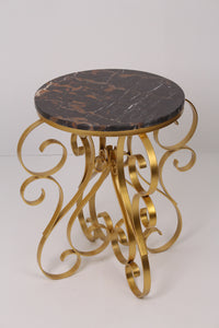 Black Marble & Gold Metal Hall Table 1.5' x 2.25'ft - GS Productions