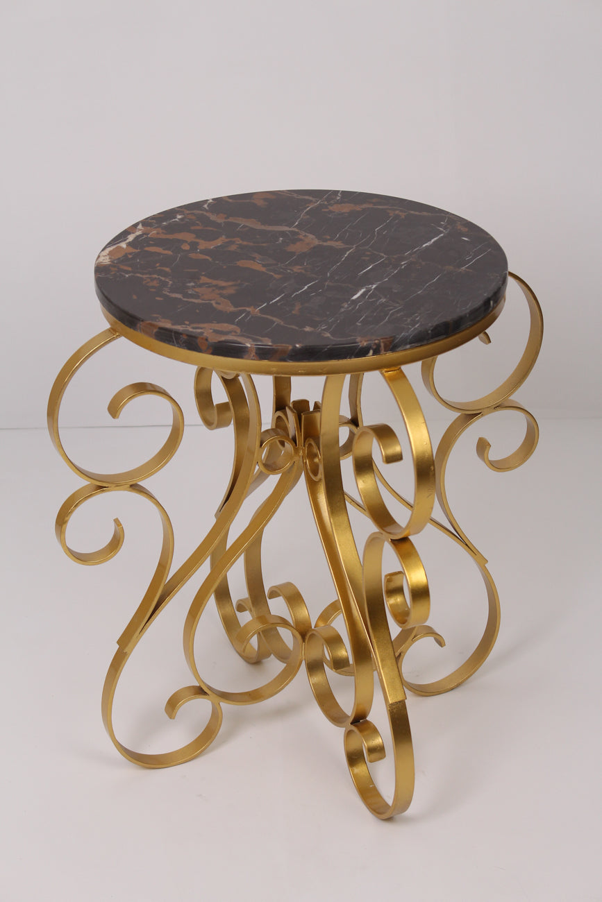 Black Marble & Gold Metal Hall Table 1.5' x 2.25'ft - GS Productions