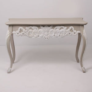 Beige & Weathered White Carved Console Table 4' x 2.5'ft - GS Productions