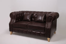 Load image into Gallery viewer, Brown Leather 2 Seater Chester Sofa 5.5&#39; x 2.5&#39;ft - GS Productions
