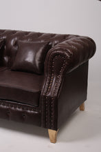 Load image into Gallery viewer, Brown Leather 2 Seater Chester Sofa 5.5&#39; x 2.5&#39;ft - GS Productions
