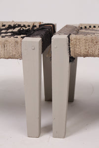 Set of 2 Black & Beige Weaved Stools 1.25' x 1'ft - GS Productions