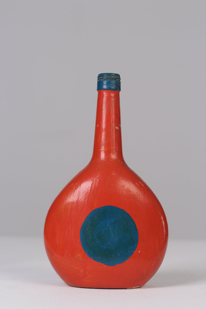 Red & blue painted glass bottle  11