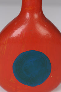 Red & blue painted glass bottle  11" - GS Productions