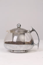Load image into Gallery viewer, Transparent Glass &amp; Silver Chrome Tea Pot/kettle With Strainer 4&quot; x 5&quot; - GS Productions
