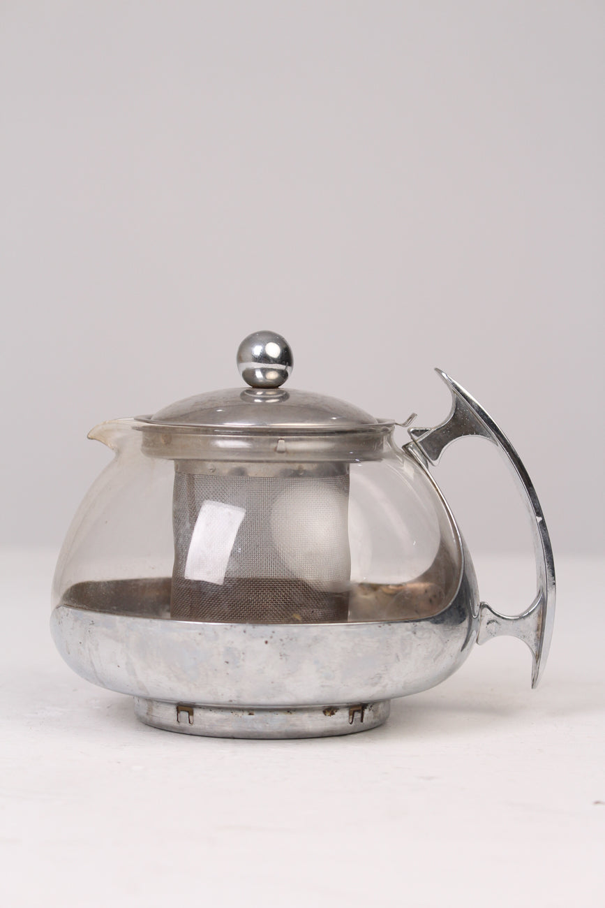 Transparent Glass & Silver Chrome Tea Pot/kettle With Strainer 4