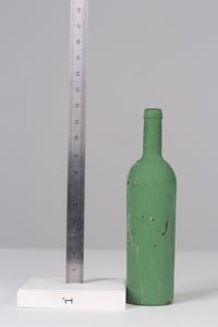 Green old painted glass bottle 12" - GS Productions