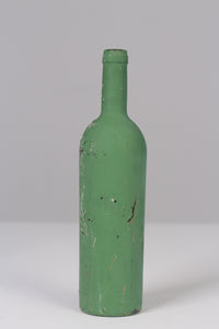 Green old painted glass bottle 12" - GS Productions