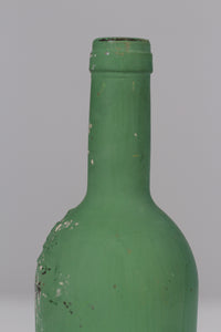 Green old painted glass bottle 12" - GS Productions