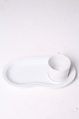 White Bone China Unique Cup & Saucer - GS Productions