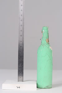 Sea green glass bottle with old n torn paper pasting   12" - GS Productions