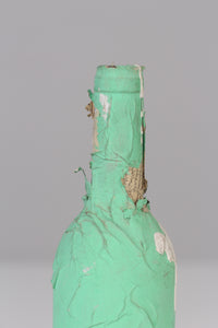 Sea green glass bottle with old n torn paper pasting   12" - GS Productions