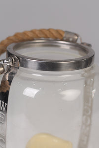 Chrome Silver Transparent glass candle lantern with rope handle 11" - GS Productions