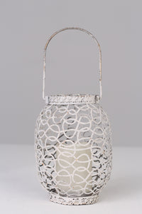 Set of 5 Weathered white candle lanterns 07"& 8" - GS Productions