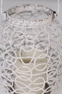 Set of 5 Weathered white candle lanterns 07"& 8" - GS Productions