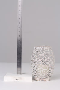 Set of 5 Weathered white candle lanterns 07"& 8" - GS Productions