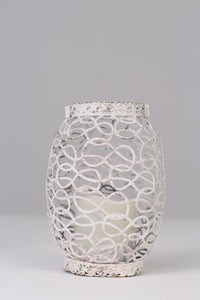 Set of 5 Weathered white candle lanterns 07"& 8" - GS Productions