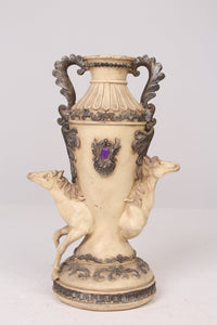 Off white & dull gold victorian vase  5"x12" - GS Productions