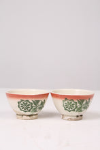 Load image into Gallery viewer, Set of 2 Off white,Green &amp; Orange Clay Dhaaba Bowls - GS Productions
