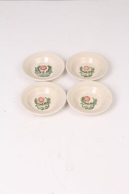 Set of 4 Off white, Green & Orange Floral Clay Dhaaba Plates - GS Productions