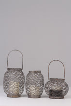 Load image into Gallery viewer, Set of 3 grey candle lanterns  06&quot;&amp; 08&quot; - GS Productions
