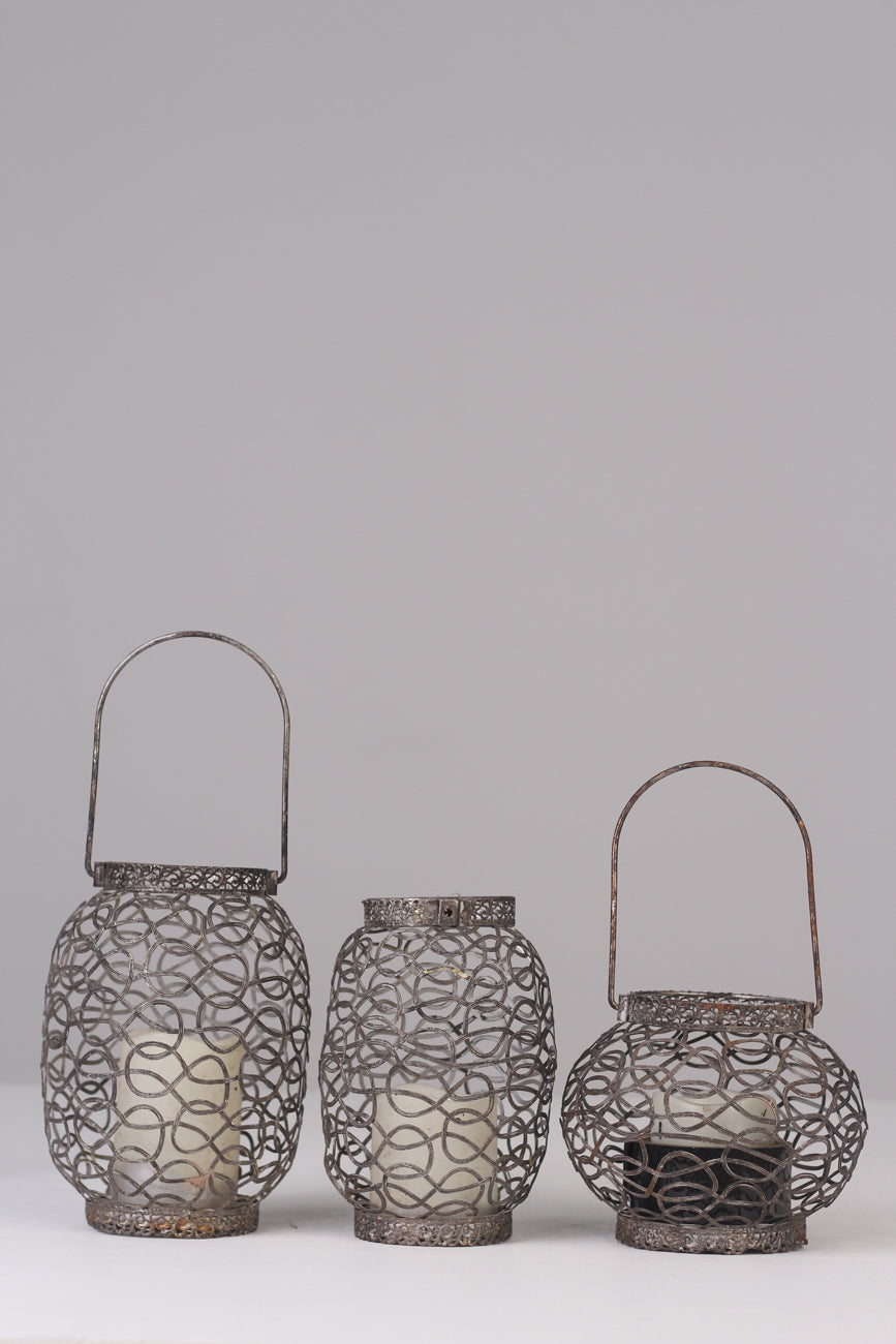 Set of 3 grey candle lanterns  06